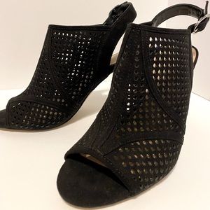 Black Mesh Kelly & Katie Peep-toe Heels